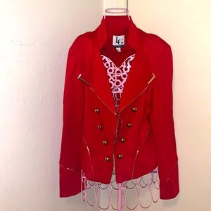 -🎄Women's Lena Gabrielle Red Zipup Moto Jacket- Size 14 Bust:44 3/4 -As Is
